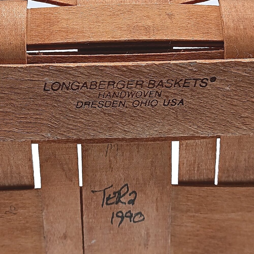 Longaberger Maple Basket Large Rectangle Handwoven Dresden Vtg 90s Picnic Easter - Picture 5 of 6